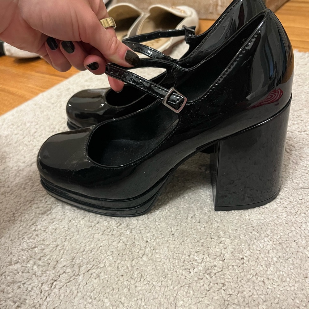 BCBGeneration Black Patent Mary Jane Heels